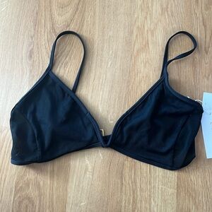 Lspace *** Macey top size large black ribbed mesh swim